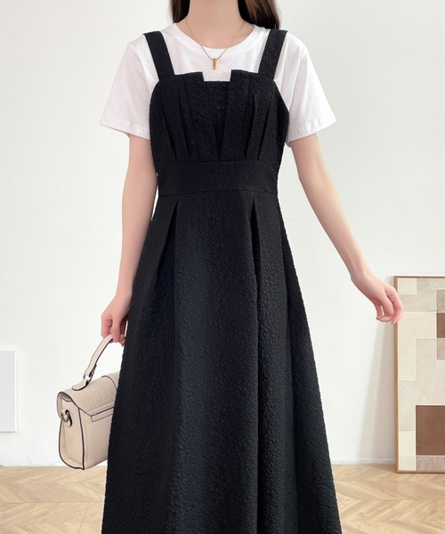 ABITOKYO(アビトーキョー)の「ふくれジャガードハイウエストAラインキャミワンピース(ワンピース・レディース・ホワイト/ブラック/モカ/ライトイエロー・S/M/L)」の14枚目の写真