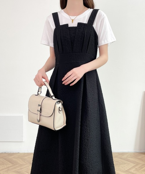 ABITOKYO(アビトーキョー)の「ふくれジャガードハイウエストAラインキャミワンピース(ワンピース・レディース・ホワイト/ブラック/モカ/ライトイエロー・S/M/L)」の13枚目の写真