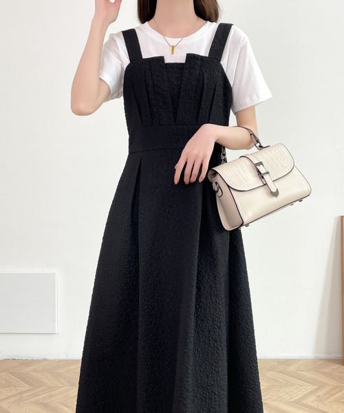 ABITOKYO(アビトーキョー)の「ふくれジャガードハイウエストAラインキャミワンピース(ワンピース・レディース・ホワイト/ブラック/モカ/ライトイエロー・S/M/L)」の10枚目の写真