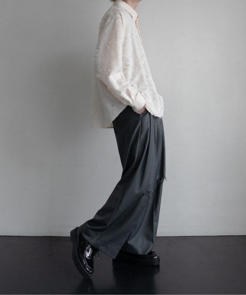 CASPER JOHN(キャスパージョン)の「Various loose shirts -flower fringe-/バリアスルーズシャツ -フラワーフリンジ-(シャツ/ブラウス・メンズ・カーキ/ブラック/アイボリー・LARGE/MEDIUM/SMALL/X-SMALL)」の17枚目の写真