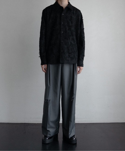 CASPER JOHN(キャスパージョン)の「Various loose shirts -flower fringe-/バリアスルーズシャツ -フラワーフリンジ-(シャツ/ブラウス・メンズ・カーキ/ブラック/アイボリー・LARGE/MEDIUM/SMALL/X-SMALL)」の7枚目の写真