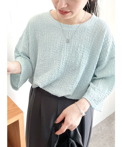 reca(レカ)の「カットシャーリングデザイン半袖プルオーバー(シャツ/ブラウス・レディース・ライム/アクア/ホワイト/ブラック・FREE)」の4枚目の写真