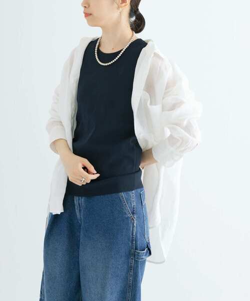 URBAN RESEARCH（アーバンリサーチ）の「ハイゲージノースリーブニット（タンクトップ・レディース・ホワイト/ブラウン/ネイビー・FREE）」の13枚目の写真