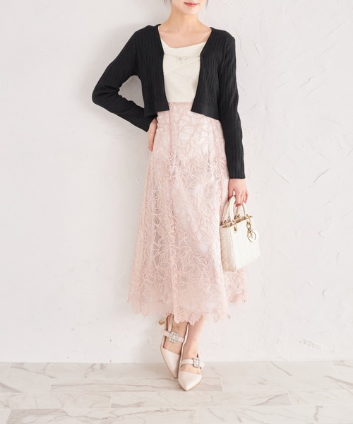 OZZ ONESTE 編み上げマーメイドスカート ローズ刺繍 レースパッチワーク Ozz Croce / ローズ刺繍入りマーメイドロングスカート / オッズオン