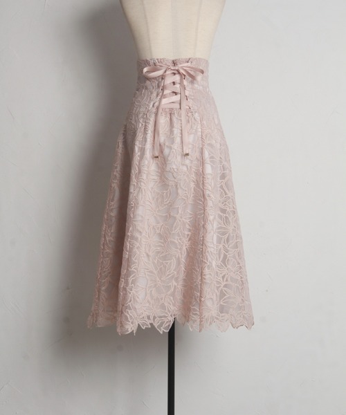 tocco closet（トッコ　クローゼット）の「フラワーレース刺繍バックレースアップマーメイドスカート（スカート・レディース・ブラック/グレイッシュブルー/ピンク・M）」の20枚目の写真