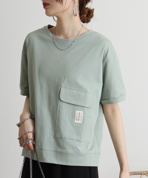 Quelle Chance(ケルシャンス)の「Quelle chance ビッグポケットプルオーバー(Tシャツ/カットソー・レディース・オフホワイト/ライトグリーン/チャコールグレー・M)」の13枚目の写真