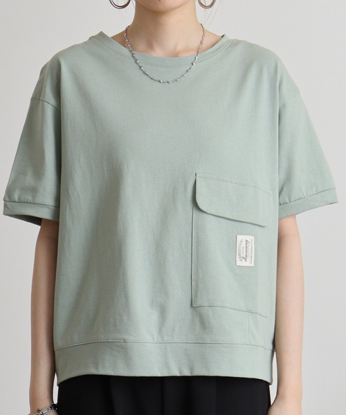 Quelle Chance(ケルシャンス)の「Quelle chance ビッグポケットプルオーバー(Tシャツ/カットソー・レディース・オフホワイト/ライトグリーン/チャコールグレー・M)」の17枚目の写真
