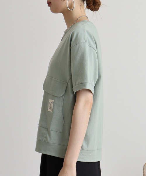 Quelle Chance(ケルシャンス)の「Quelle chance ビッグポケットプルオーバー(Tシャツ/カットソー・レディース・オフホワイト/ライトグリーン/チャコールグレー・M)」の18枚目の写真