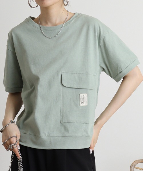 Quelle Chance(ケルシャンス)の「Quelle chance ビッグポケットプルオーバー(Tシャツ/カットソー・レディース・オフホワイト/ライトグリーン/チャコールグレー・M)」の12枚目の写真