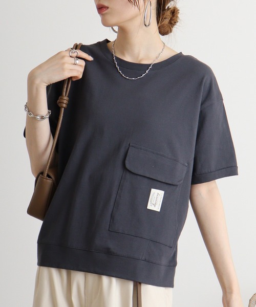 Quelle Chance(ケルシャンス)の「Quelle chance ビッグポケットプルオーバー(Tシャツ/カットソー・レディース・オフホワイト/ライトグリーン/チャコールグレー・M)」の9枚目の写真