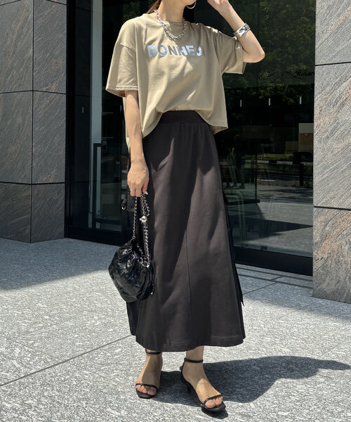 DouDou（ドゥドゥ）の「【WEB限定】箔プリントロゴTEE（Tシャツ/カットソー・レディース・オフホワイト/ブラック/ピンク/ベージュ・FREE）」の15枚目の写真