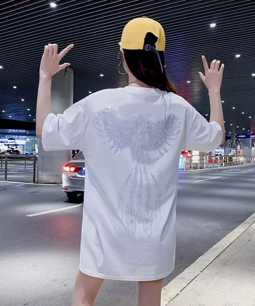 セール】ビッグシルエットキラキラストーンTシャツ 【オーバー