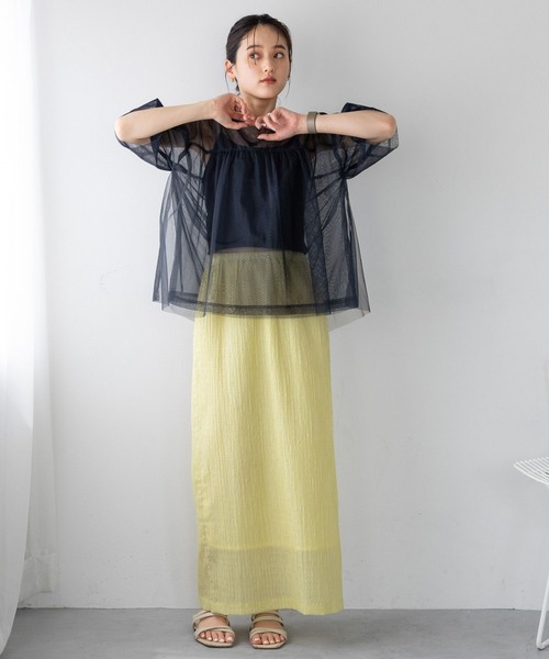 RAGEBLUE（レイジブルー）の「ギャザーレイヤードシアートップス（Tシャツ/カットソー・レディース・ホワイト/ブラック・FREE）」の12枚目の写真