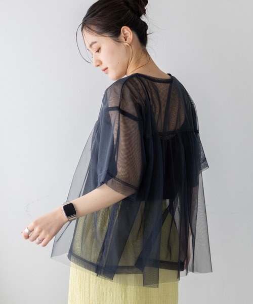 RAGEBLUE（レイジブルー）の「ギャザーレイヤードシアートップス（Tシャツ/カットソー・レディース・ホワイト/ブラック・FREE）」の15枚目の写真