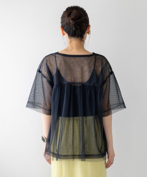 RAGEBLUE（レイジブルー）の「ギャザーレイヤードシアートップス（Tシャツ/カットソー・レディース・ホワイト/ブラック・FREE）」の18枚目の写真