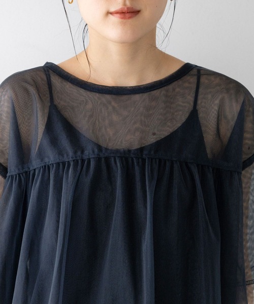 RAGEBLUE（レイジブルー）の「ギャザーレイヤードシアートップス（Tシャツ/カットソー・レディース・ホワイト/ブラック・FREE）」の20枚目の写真