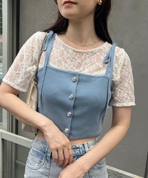 ローズボタンニットビスチェ
