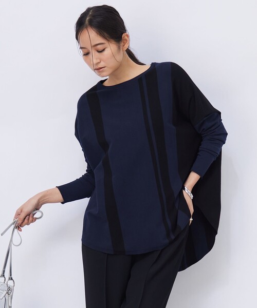 ICB(アイシービー)の「【洗える】 ヴィスコースワイド 配色デザインプルオーバー(ニット/セーター・レディース・ブラック系1/ネイビー系1/ライトイエロー系1・LARGE)」の3枚目の写真