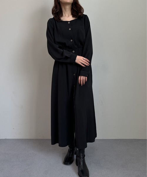 フラワー刺繍ワンピース （ロング・マキシ丈ワンピース）｜any