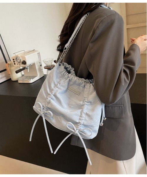 FREE STYLISTS(フリー スタイリスト)の「Y2K 紐リボン2way 巾着 バケットバッグ ショルダーバッグ(ショルダーバッグ・レディース・ブルー/オフホワイト/グレー/ブラック・FREE)」の18枚目の写真
