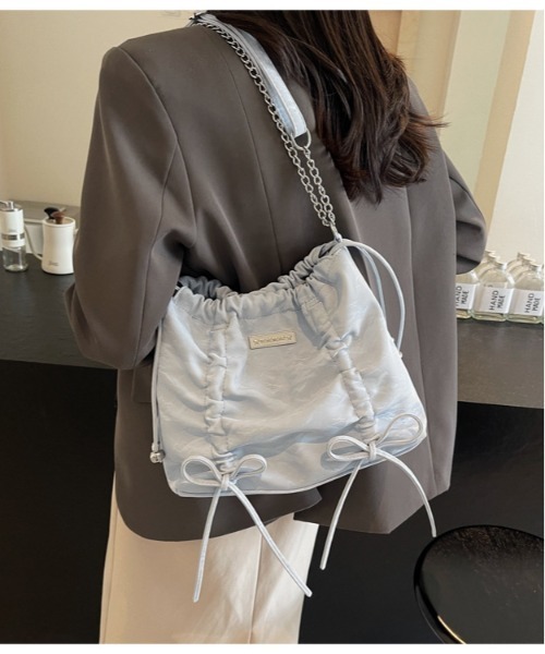 FREE STYLISTS(フリー スタイリスト)の「Y2K 紐リボン2way 巾着 バケットバッグ ショルダーバッグ(ショルダーバッグ・レディース・ブルー/オフホワイト/グレー/ブラック・FREE)」の21枚目の写真