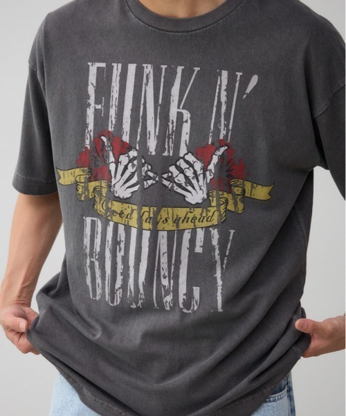 AZUL by moussy（アズールバイマウジー）の「FUNKロックTシャツ（Tシャツ/カットソー・メンズ・ブラック系その他2/ネイビー/ホワイト/ライトブラック/ライトグレー・FREE）」の3枚目の写真