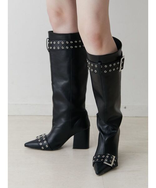 jouetie（ジュエティ）の「ポインテッドベルトブーツ（ブーツ・レディース・アイボリー/ブラック・MEDIUM/LARGE）」の14枚目の写真