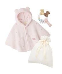 gelato pique（ジェラートピケ）の「【ラッピング済み】【BABY】ベビモコドットポンチョ&シリアルベアラトルSET（その他ベビーウェア）」