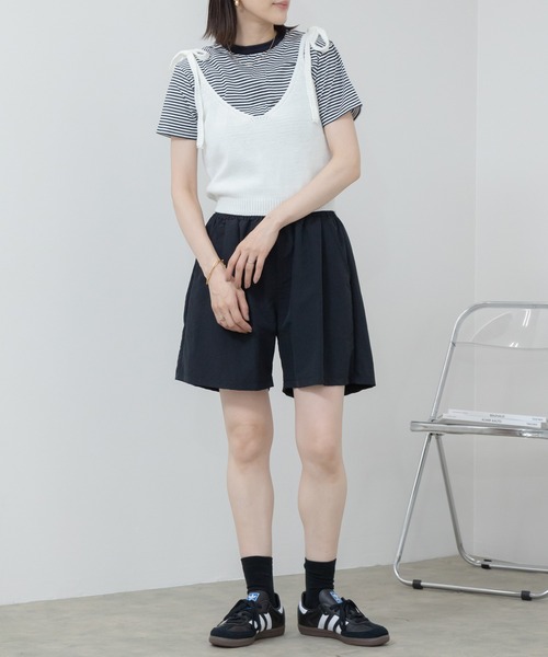 HEILIS(ヘイリス)の「ナイロンショートパンツ / ブラック グレー チャコール ノームコア カジュアル シンプル 無地 ハーフ パンツ 夏服 春服 秋服 フェス アウトドア キャンプ ランニング 撥水 軽量 韓国 ウエストゴム フリーサイズ ショートパンツ 膝上 ボトムス ナイロン スポーツ(その他パンツ・レディース・ブラック/チャコールグレー・FREE)」の18枚目の写真