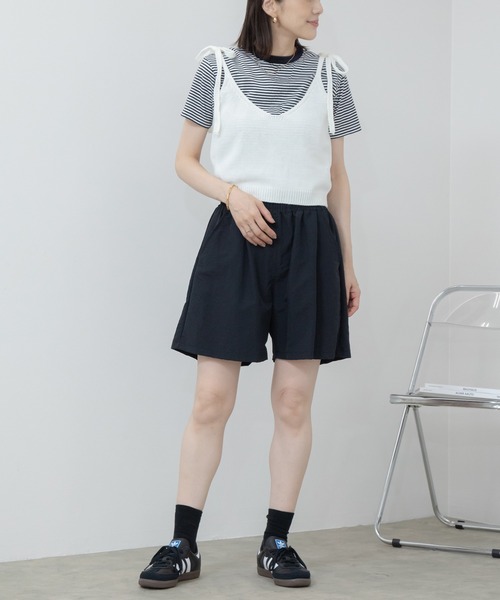 HEILIS(ヘイリス)の「ナイロンショートパンツ / ブラック グレー チャコール ノームコア カジュアル シンプル 無地 ハーフ パンツ 夏服 春服 秋服 フェス アウトドア キャンプ ランニング 撥水 軽量 韓国 ウエストゴム フリーサイズ ショートパンツ 膝上 ボトムス ナイロン スポーツ(その他パンツ・レディース・ブラック/チャコールグレー・FREE)」の17枚目の写真