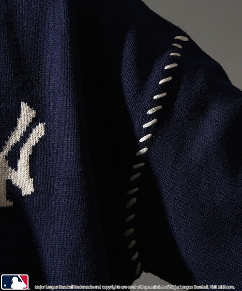 MLB（メジャーリーグベースボール）の「MLB/メジャーリーグベースボール 別注 ワンポイントロゴハンドステッチニット(限定展開)（ニット/セーター・メンズ・ネイビー/ブラック系その他/ブラック系その他2/アイボリー・SMALL/MEDIUM/LARGE）」の22枚目の写真