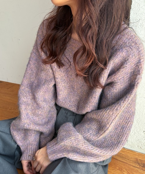 EPIMI E'PIMMY(エピミエピミー)の「ミックスシャギープルオーバー(ニット/セーター・レディース・ベージュ/ブラウン/グリーン/ピンク・MEDIUM)」の4枚目の写真