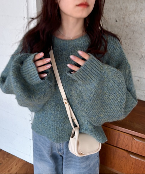 EPIMI E'PIMMY(エピミエピミー)の「ミックスシャギープルオーバー(ニット/セーター・レディース・ベージュ/ブラウン/グリーン/ピンク・MEDIUM)」の12枚目の写真