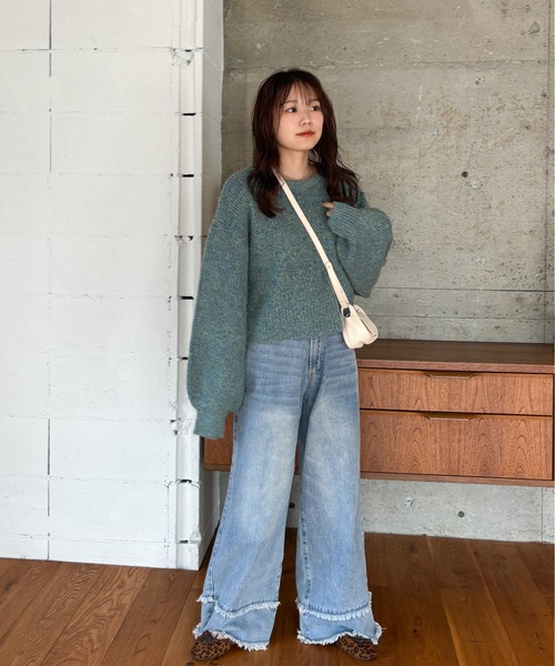 EPIMI E'PIMMY(エピミエピミー)の「ミックスシャギープルオーバー(ニット/セーター・レディース・ベージュ/ブラウン/グリーン/ピンク・MEDIUM)」の9枚目の写真