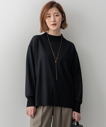 【洗える】ウールミルドジャージー リブデザイン カットソー