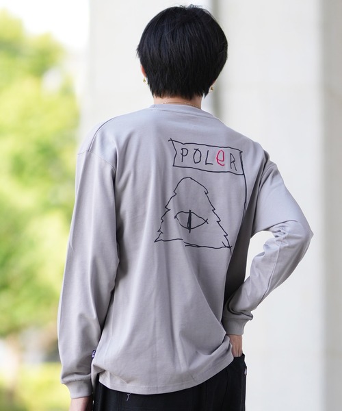 POLeR（ポーラー）の「【ムラサキスポーツ限定】POLER/ポーラー ロンT/長袖 ビックシルエット 刺繍ロゴ  吸汗速乾 249MCV0050（Tシャツ/カットソー・メンズ・ホワイト/グレー/ブラック・M/XL/L）」の16枚目の写真