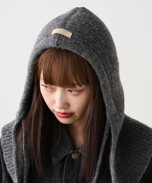 ROOPTOKYO（ループトウキョウ）の「ニット バラクラバ フロントボタン（ニットキャップ/ビーニー・レディース・アイボリー/ブラック/グレー/ブラウン/レッド・FREE）」の3枚目の写真