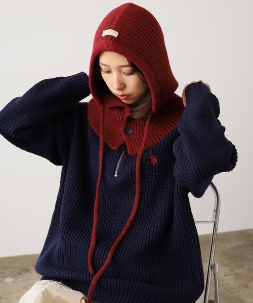 ROOPTOKYO（ループトウキョウ）の「ニット バラクラバ フロントボタン（ニットキャップ/ビーニー・レディース・アイボリー/ブラック/グレー/ブラウン/レッド・FREE）」の5枚目の写真