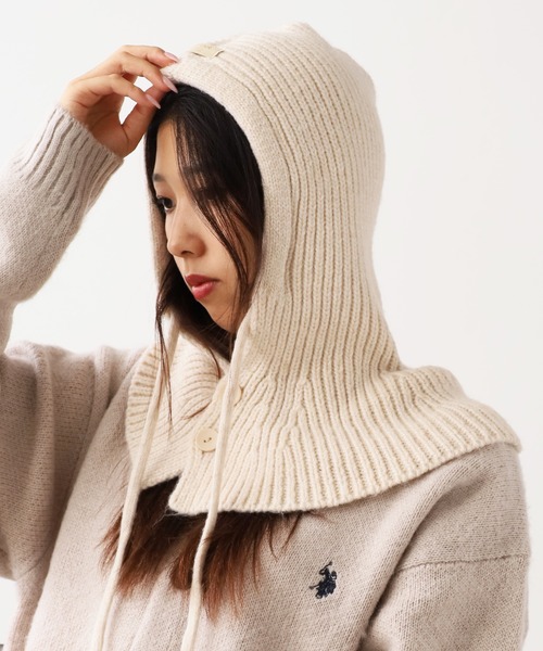 ROOPTOKYO（ループトウキョウ）の「ニット バラクラバ フロントボタン（ニットキャップ/ビーニー・レディース・アイボリー/ブラック/グレー/ブラウン/レッド・FREE）」の2枚目の写真