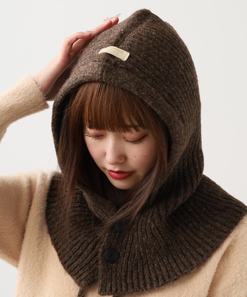 ROOPTOKYO（ループトウキョウ）の「ニット バラクラバ フロントボタン（ニットキャップ/ビーニー・レディース・アイボリー/ブラック/グレー/ブラウン/レッド・FREE）」の19枚目の写真