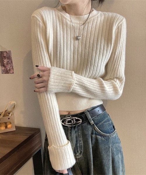 セール】袖口ダブルクロップド丈ニット（ニット/セーター）｜LADY LIKE