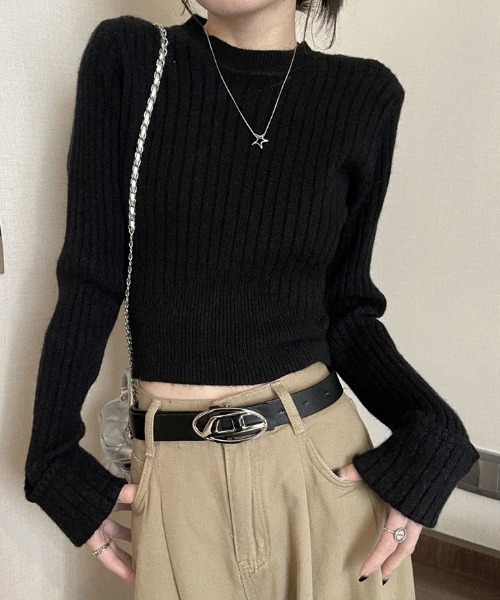 LADY LIKE（レディライク）の「袖口ダブルクロップド丈ニット（ニット/セーター・レディース・ベージュ/レッド/ブラック/アイボリー/グレー・M）」の16枚目の写真