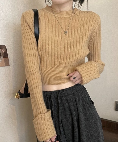 LADY LIKE（レディライク）の「袖口ダブルクロップド丈ニット（ニット/セーター・レディース・ベージュ/レッド/ブラック/アイボリー/グレー・M）」の19枚目の写真