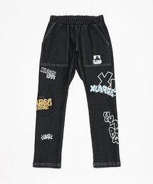 総柄グラフィックカットデニムテーパードパンツ