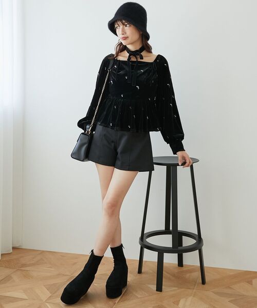 MAJESTIC LEGON(マジェスティックレゴン)の「チョーカーセットベロアトップス(シャツ/ブラウス・レディース・ブラウン系その他2/ブラック系その他・MEDIUM)」の15枚目の写真