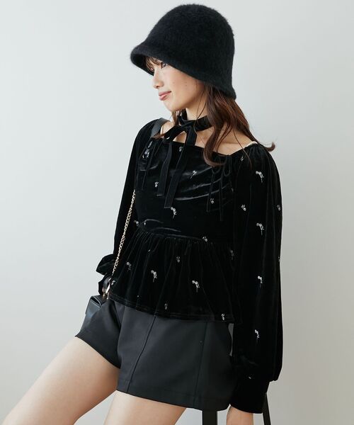 MAJESTIC LEGON(マジェスティックレゴン)の「チョーカーセットベロアトップス(シャツ/ブラウス・レディース・ブラウン系その他2/ブラック系その他・MEDIUM)」の17枚目の写真