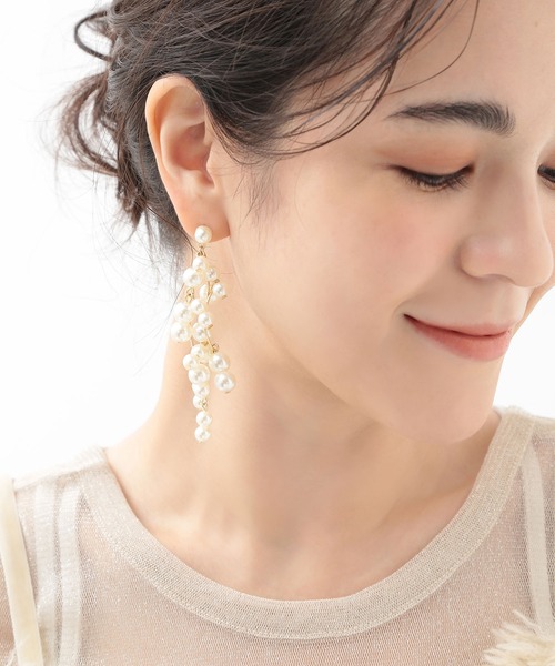 美品 カリーヌパリ　パールピアス まるピアス カリーヌパリ 2連キイロピアス | Caline Paris カリーヌ パリ
