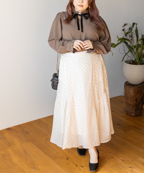 CLETTE(クレット)の「リボンタイフリルブラウス(シャツ/ブラウス・レディース・モカ/アイボリー/ブラック・LL/3L/4L)」の15枚目の写真
