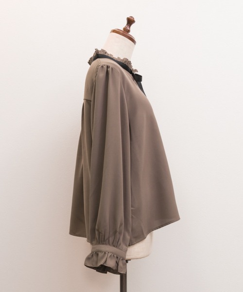 CLETTE(クレット)の「リボンタイフリルブラウス(シャツ/ブラウス・レディース・モカ/アイボリー/ブラック・LL/3L/4L)」の18枚目の写真