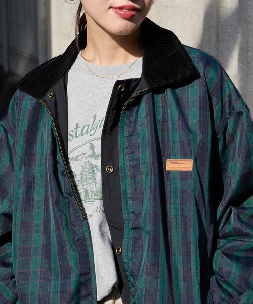 FREAK'S STORE（フリークスストア）の「限定展開　FREAK'S STORE OUTDOORS リバーシブル ハンティング チェック ブルゾン（ブルゾン・レディース・ネイビー/オリーブ/ブラック/ナチュラル/チャコールグレー・ﾌﾘ-）」の9枚目の写真